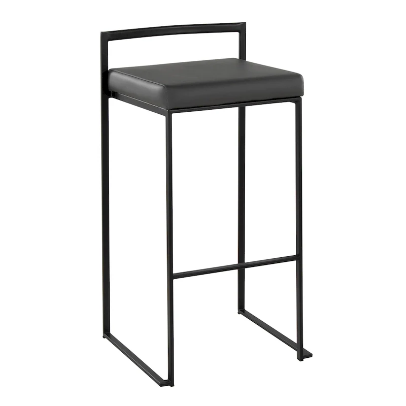 30-Inch Black Stackable Fully Welded Bar Stools (Set Of 2)