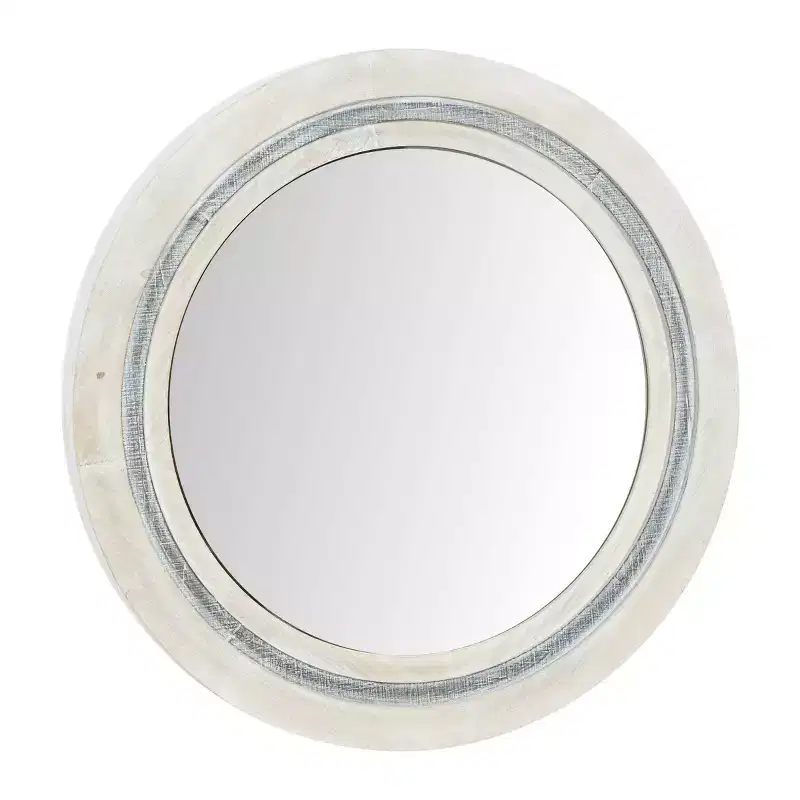 Wood Handmade Wall Mirror Distressing White - Olivia & May: Farmhouse Style, MDF Frame, No Assembly Required