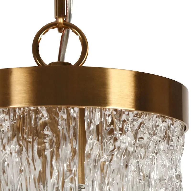 Uolla Modern Glam Brass 1-Light Textured Glass Mini Pendant for Bedroom - D6.9 * H11.4