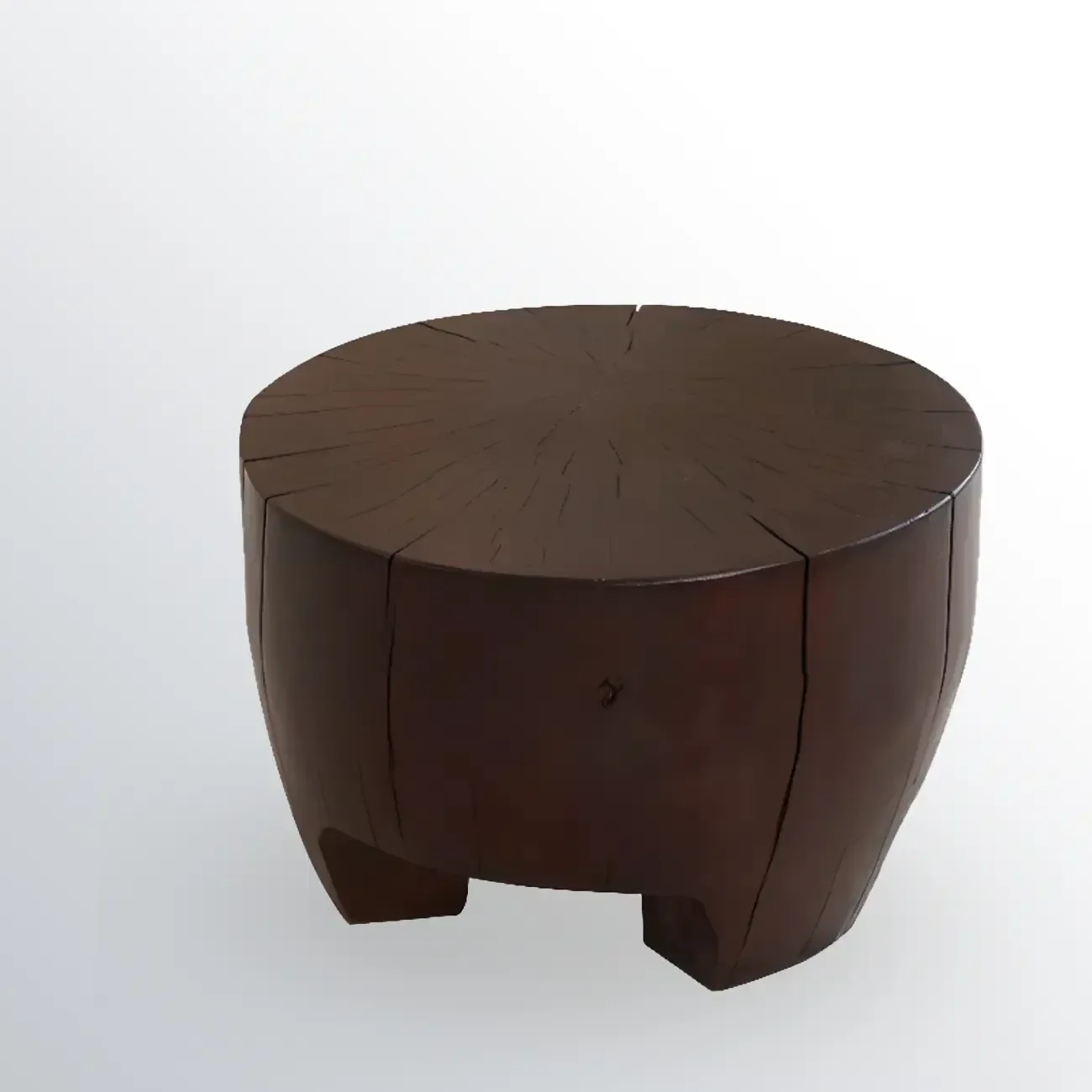 Rustic Solid Wooden Round Coffee Table with Natural Finish