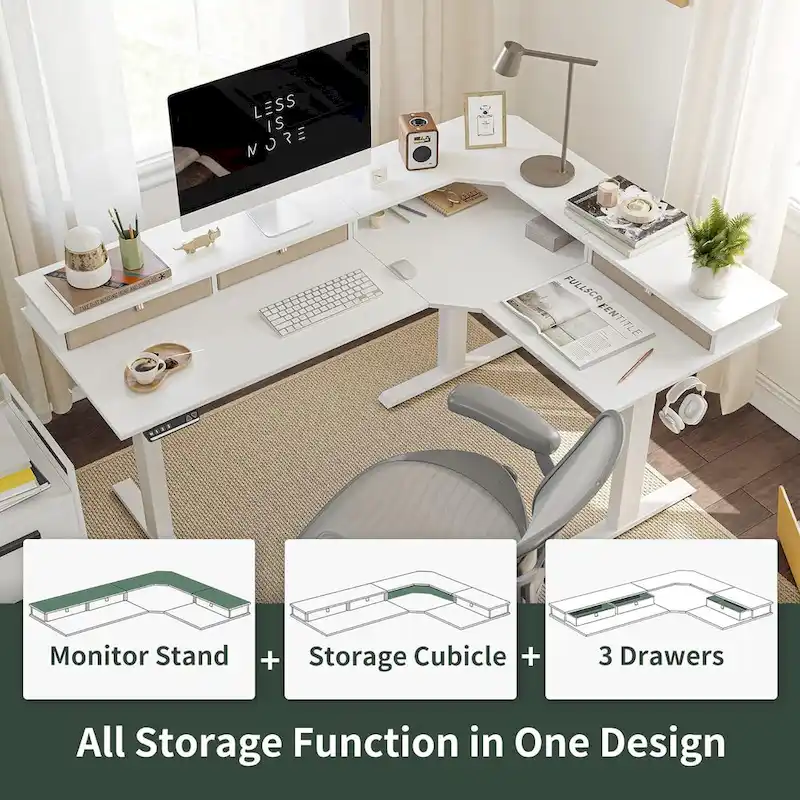 FEZIBO/Home Office Furniture/Brown&Black/Wood/Standing Desk/Desks