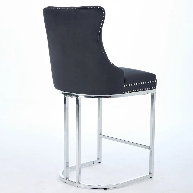 Modern Velvet Barstools 26 Counter Height Kitchen Island Chairs,Set of 2