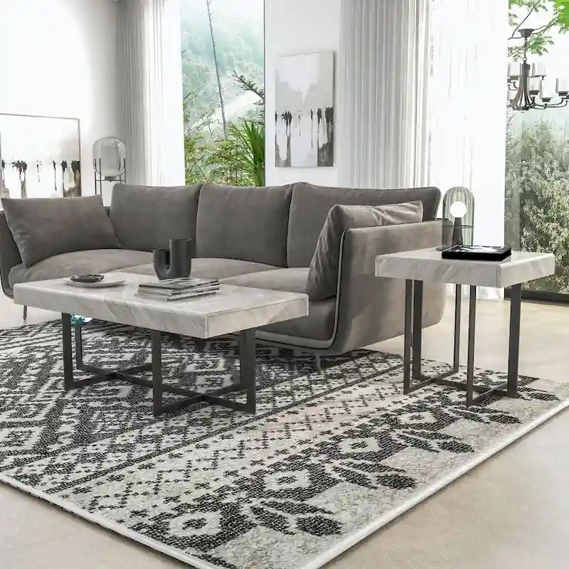 Granala Contemporary Steel 2-Piece Storage Coffee Table Set by Furniture of America