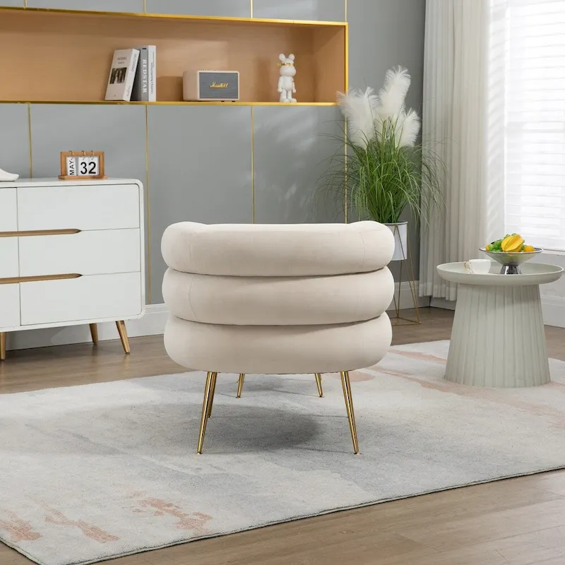 Accent Chair Modern Upholstered Armchair Tufted Chair with Metal Frame - 29.13 x 27.95 x 28.35