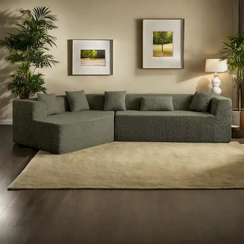 127.5Polyester Modular Sectional Cloud Couch with Deep Seat, No Assembly Required, and Modern Minimalist Design