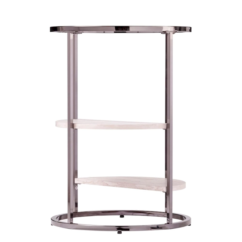 SEI Furniture Lindale Round Side Table w/ Faux Stone