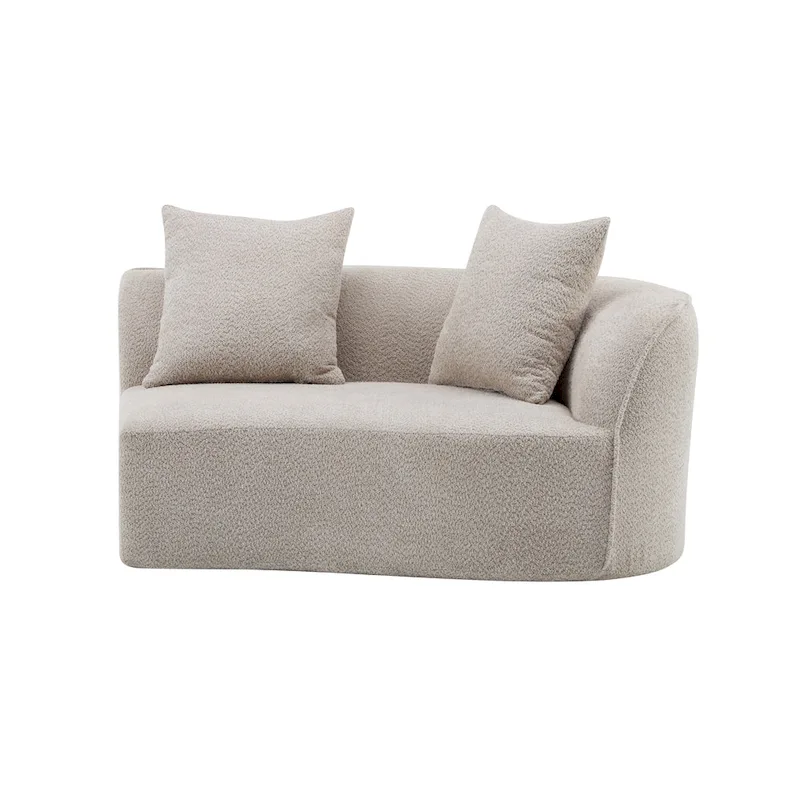 Beige Curved Sectional Sofa - 5 Seater
