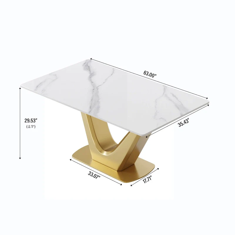 V Shape Pedestal Modern Marble Dining Table Slate Kitchen Table