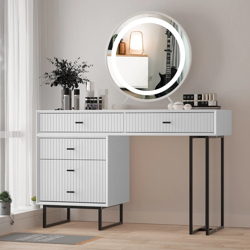 Eclife Makeup Vanity Desk Set with Drawers Storage Dresser Dressing Table for Bedroom