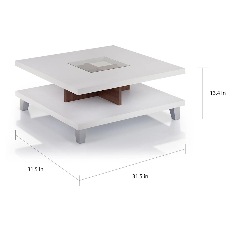 Sele Modern White 32-inch Glass Insert Low-Profile Coffee Table by Furniture of America