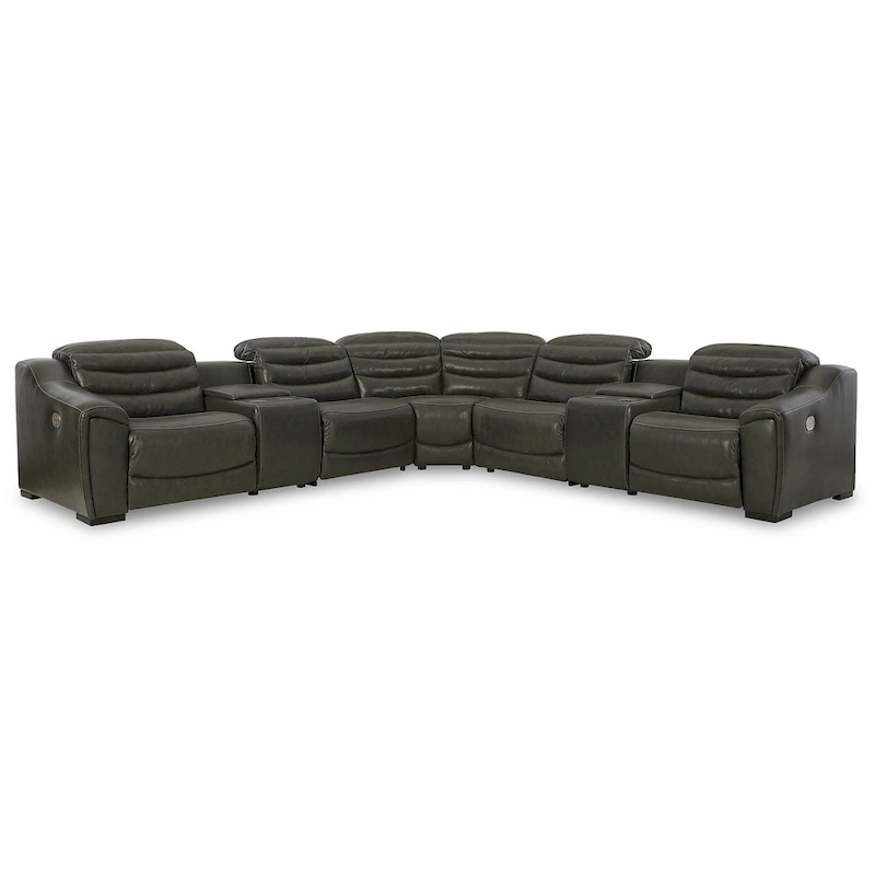 Signature Design by Ashley Center Line Dark Gray 7-Piece Power Reclining Sectional - 138.25W x 138.25D x 35H