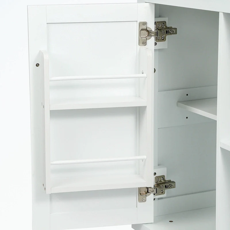 Kitchen Cart with 5 Wheels with Storage Cabinet and 3 Drawers