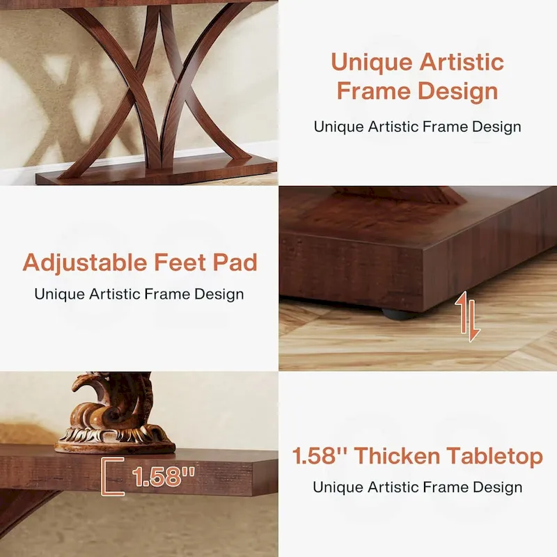 63 Farmhouse Console Table, Sofa Table Wood Entryway Table Accent Table