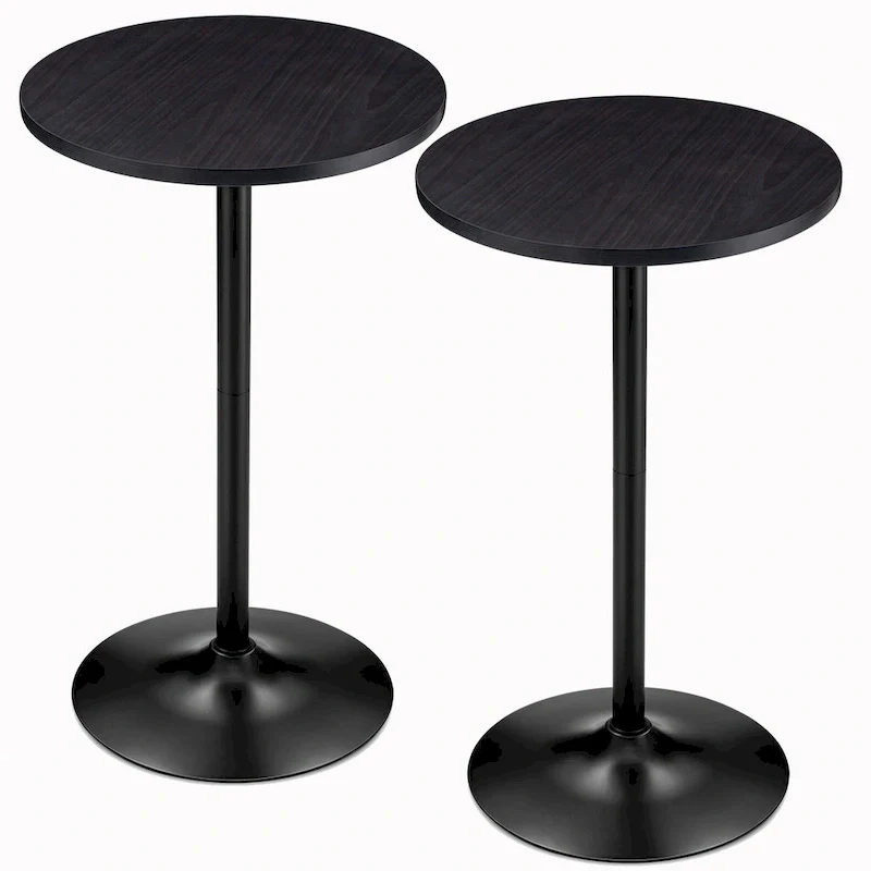 39.5H Modern Bistro Walnut Top Round Pub Bar Table