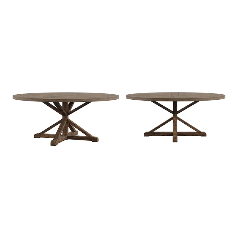 Krakova Rustic X-Base Round Pine Wood Dining Table