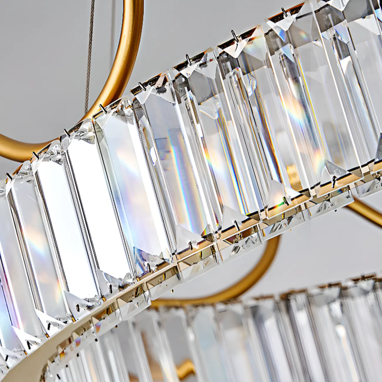 Elegant LED Golden Crown Shape Crystal Chandelier