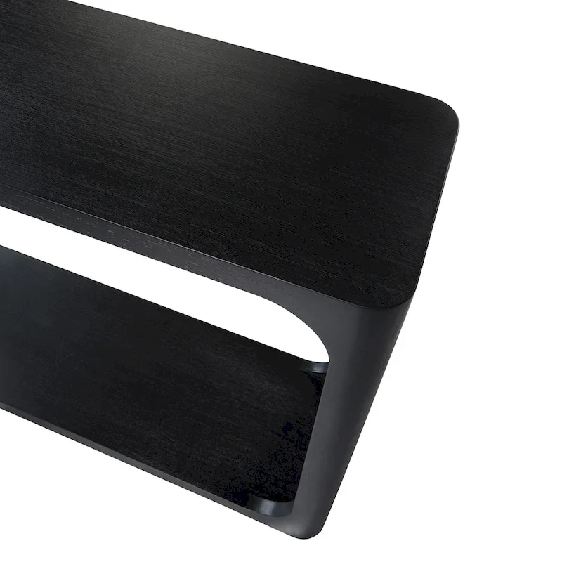 Mango Wood Console Table – Black / Natural, Rounded Cut-Out, Single