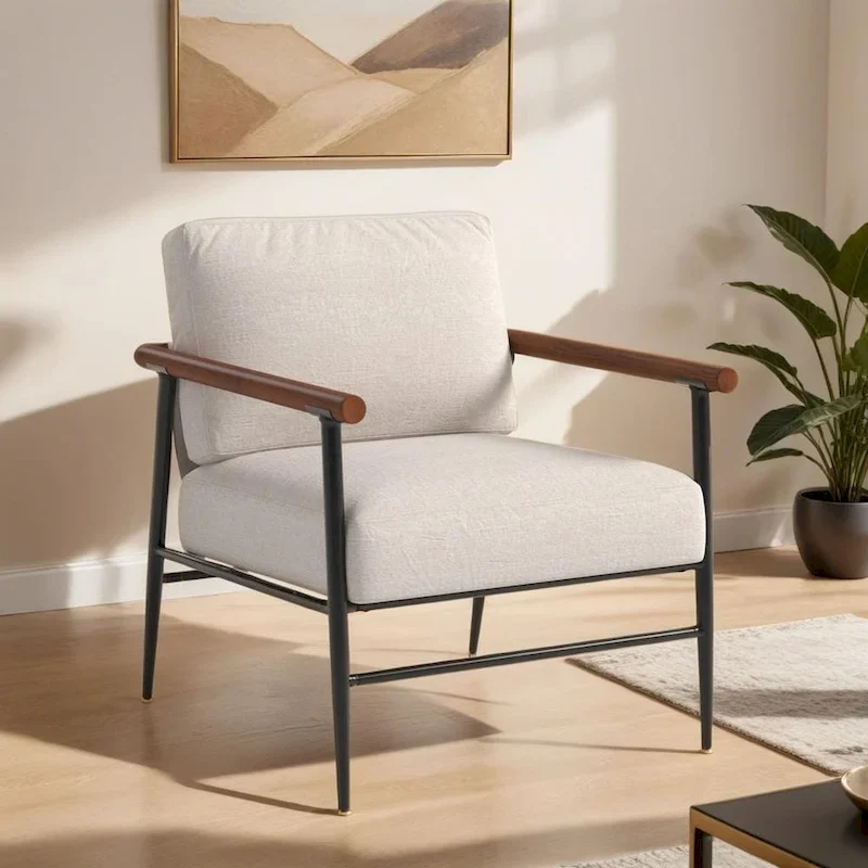 Comfy Simple Upholstered Single Armchair for Living Room