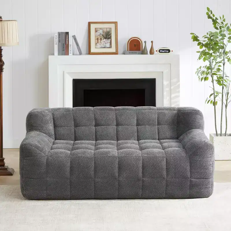 GDFStudio Tobey Modern 64.5 Square-Tufted Velvet Compression Foam Loveseat