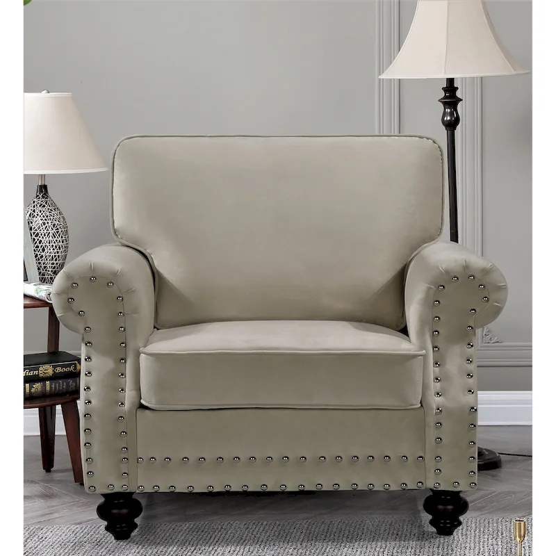 Suffield Velvet Nailhead Armchair