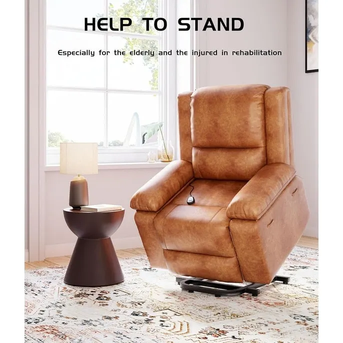 Leather Power Lift Recliner with Heat & Massage