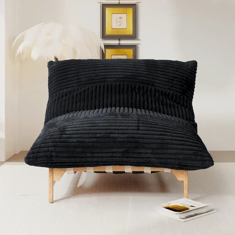 Bean Bag Accent Chair Large Plush Bean Bag Lounger with Solid Wood Frame Comfy Lounge Chair with Down Filling