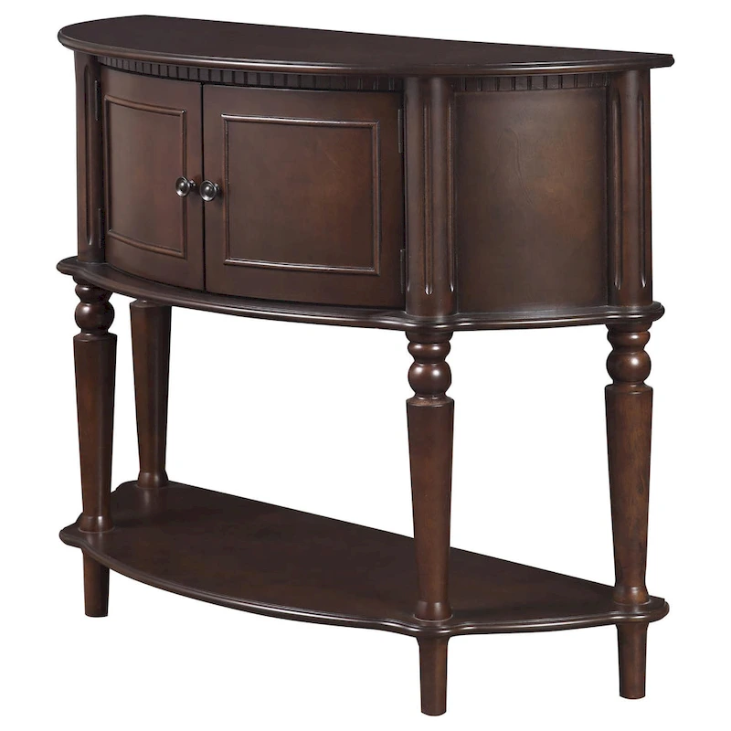Brown Half Moon Console Table