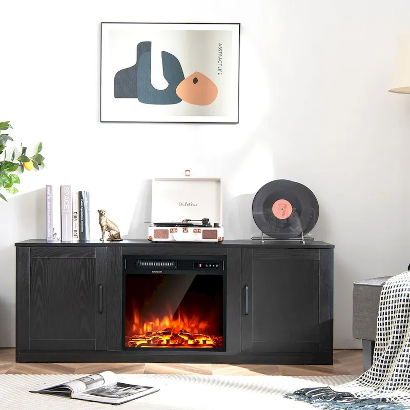 Costway 58 Fireplace TV Stand Entertainment Console W/ 18 Electric