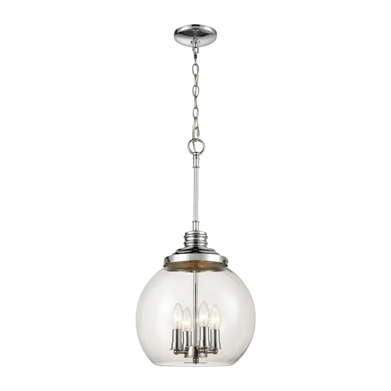 Elk Home Chandra Polished Chrome With Clear Glass 4 Light Pendant