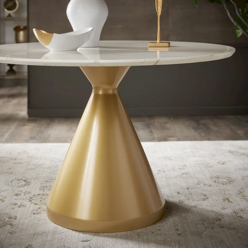 Darcy 46 Wide Faux Marble Round Dining Table by Bold