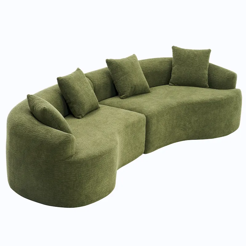 Luxury Chenille Fabric Sofa,4 Seater Modular Curved Sectional Couch