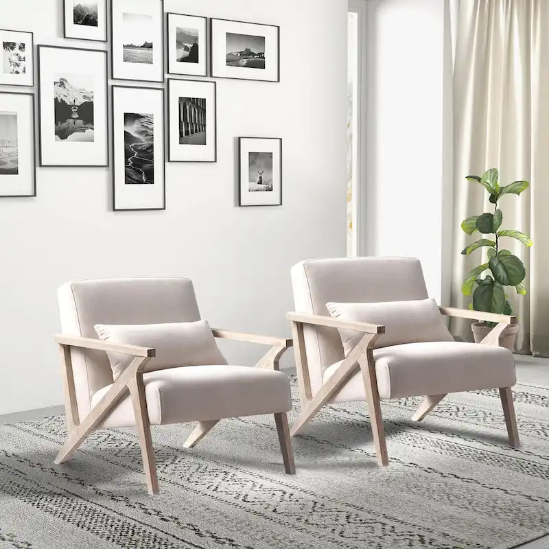 Accent Armchair Solid Hardwood Upholstered