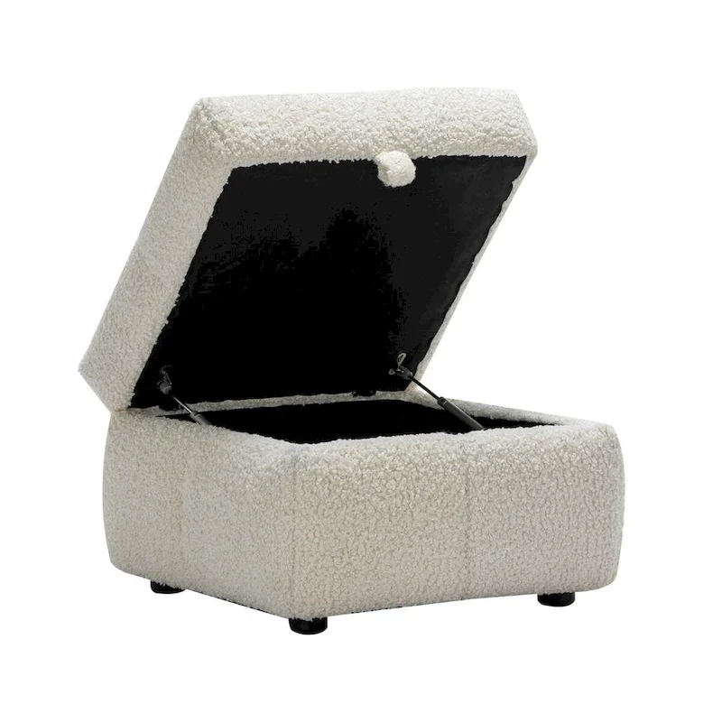 87.7  Sectional Sofa Cozy Teddy Fleece Fabric Sectional Sofa Couch