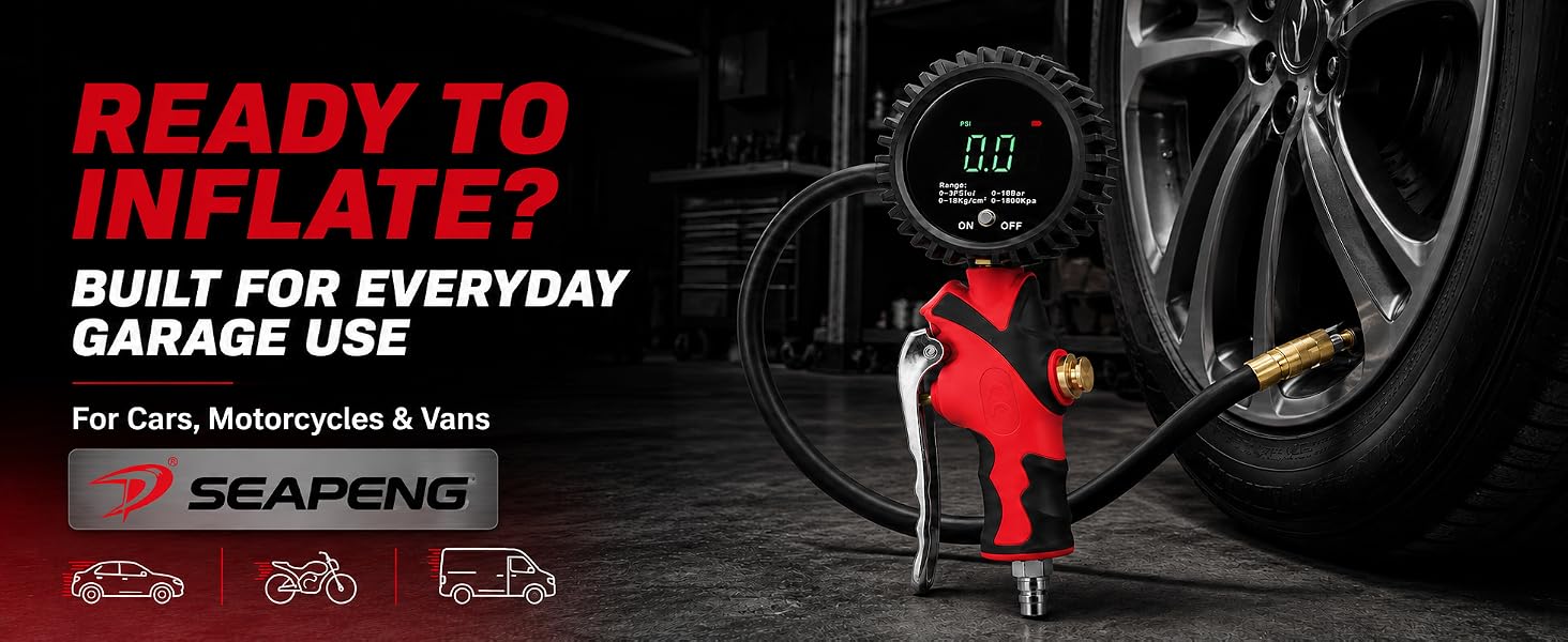 SEAPENG TB-802 preset tire inflator for fast and reliable inflation.