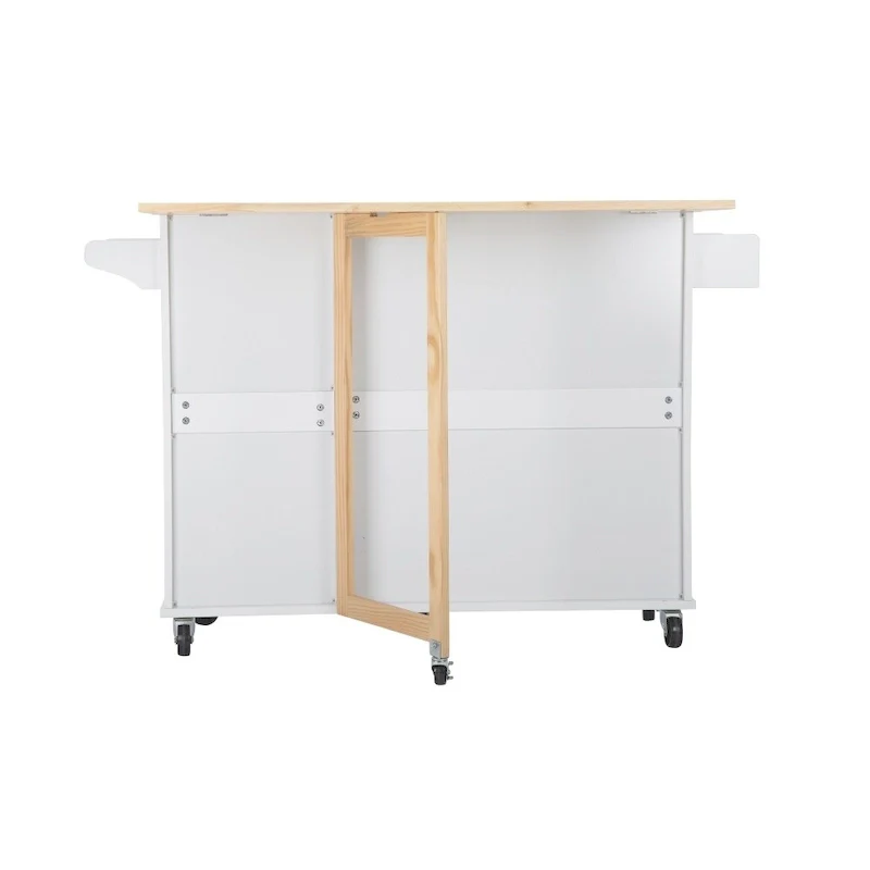 Mobile Kitehcn Island with Extensible Table Top and Adjustable Shelf