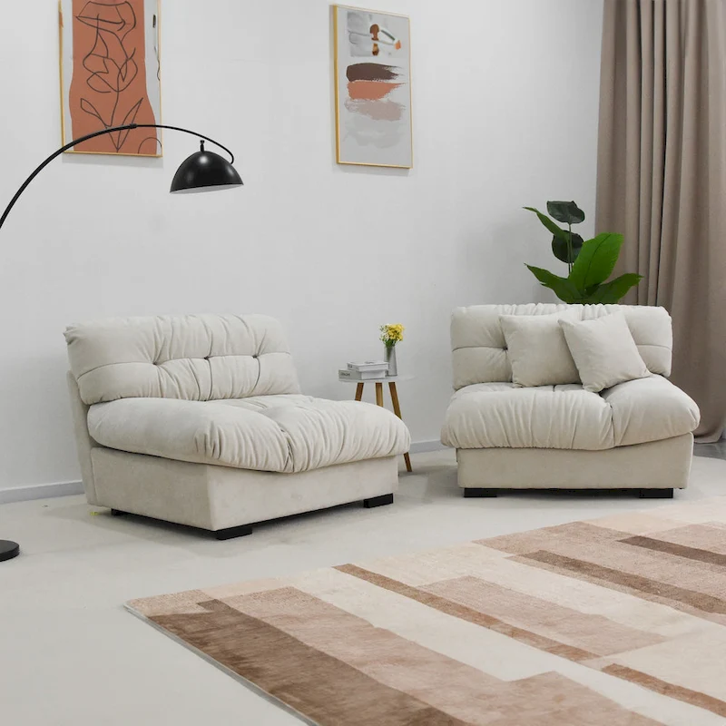 105  Minimalism Cloud Sofa Loveseat with Two Pillow