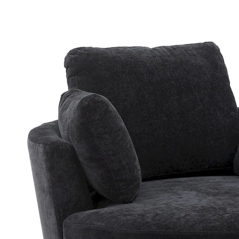 Upholstered Swivel Barrel Armchair Club Chair With Metal Base