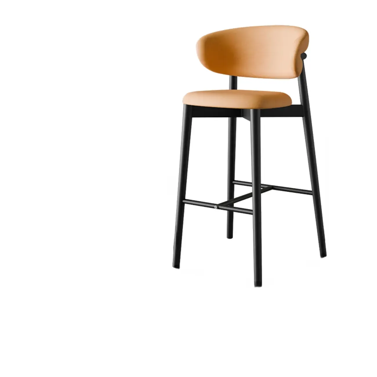 Art Deco Low Back Counter Height Leather Bar Stool
