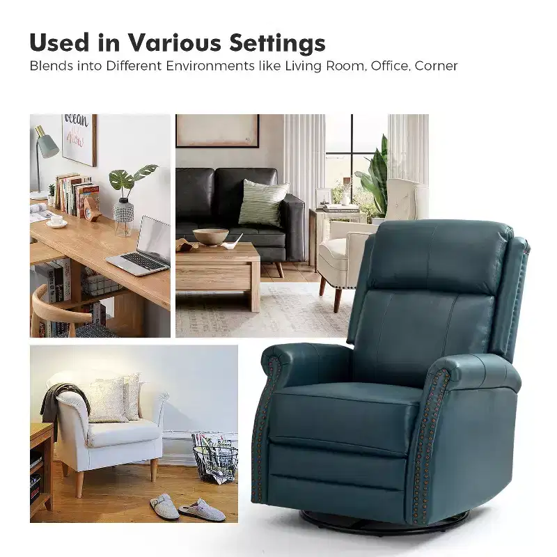 Irene 30.5 Wide Genuine Leather Manual Recliner with Rolled Arms Set of 2| ART OF LIVING DESIGNS