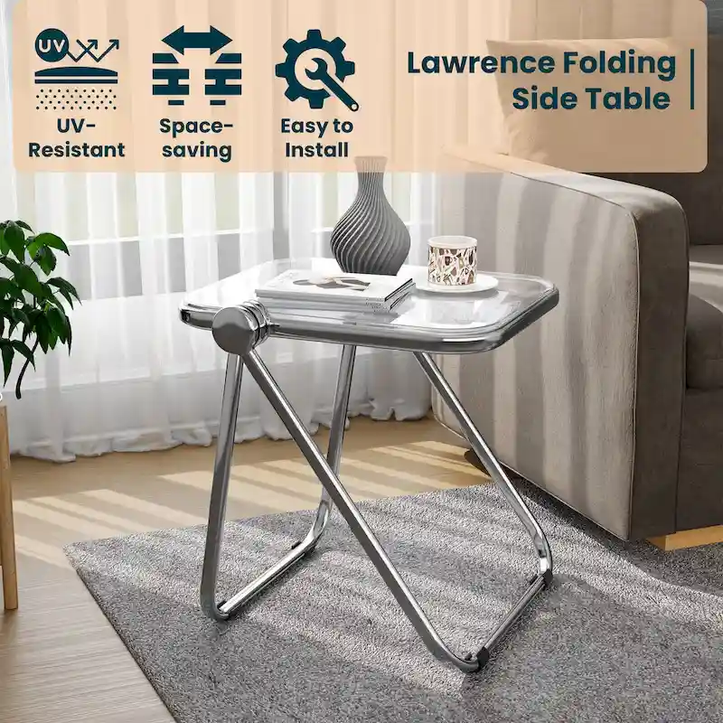 LeisureMod Lawrence Rectangular Folding Table with Aluminum Frame - 16.73