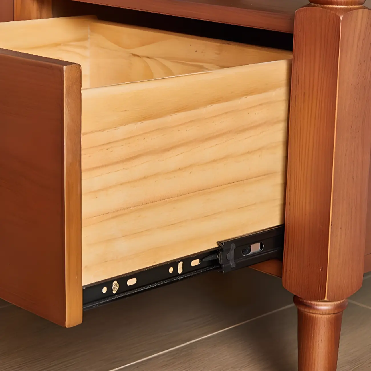 French Country Black 2 Drawers Wooden Nightstand