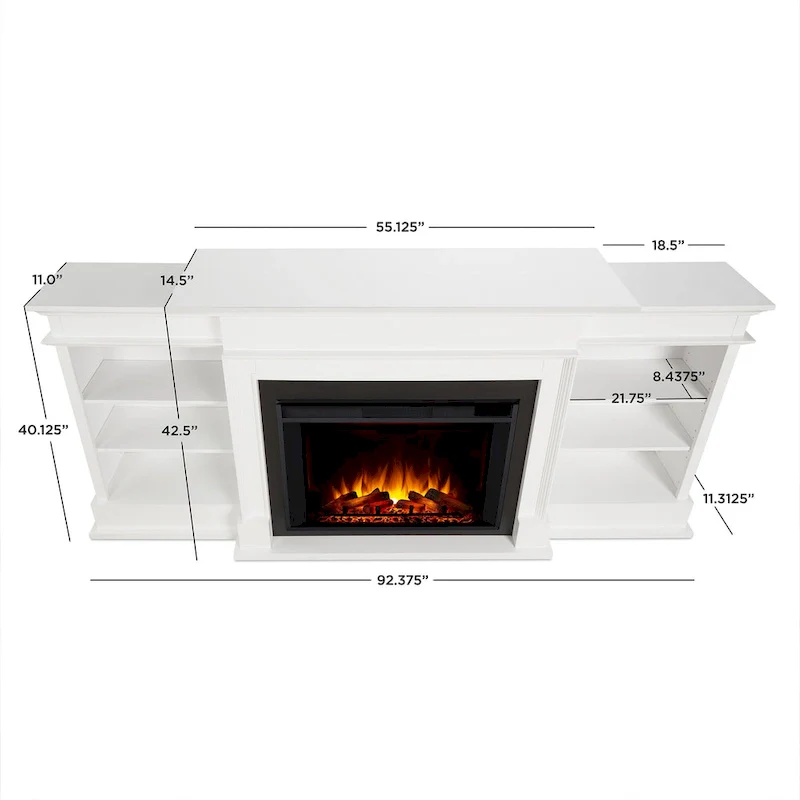 Ashton 93 Grand Media Electric Fireplace in White by Real Flame