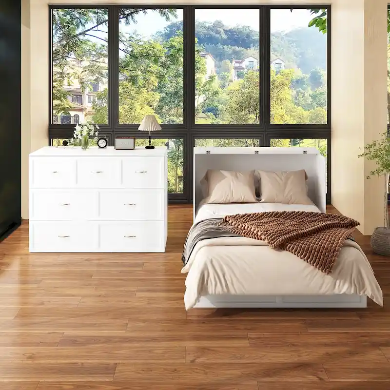 Full Size Bed Cabinet Dresser Bed w/ Drawer Convert into Cube Cabinet