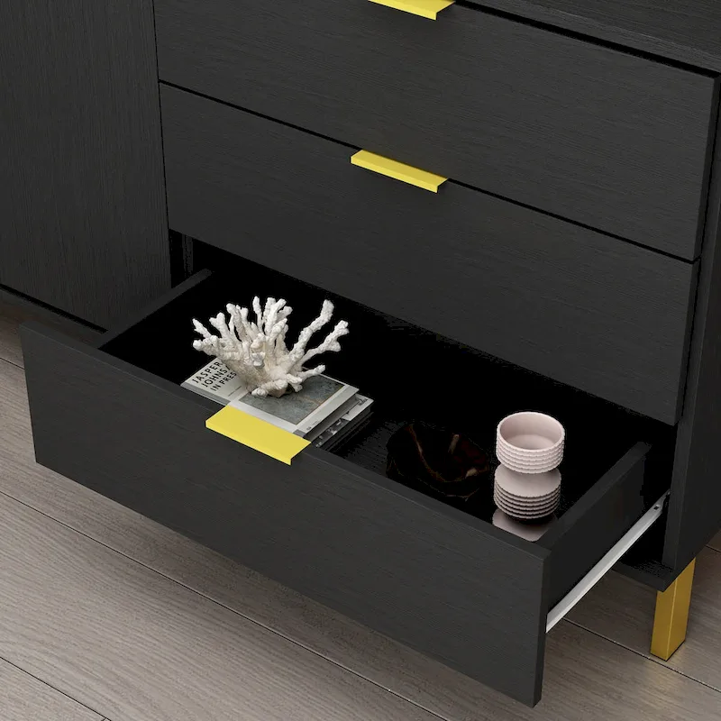 Timechee Mid-century Modern Dresser with Gold Legs