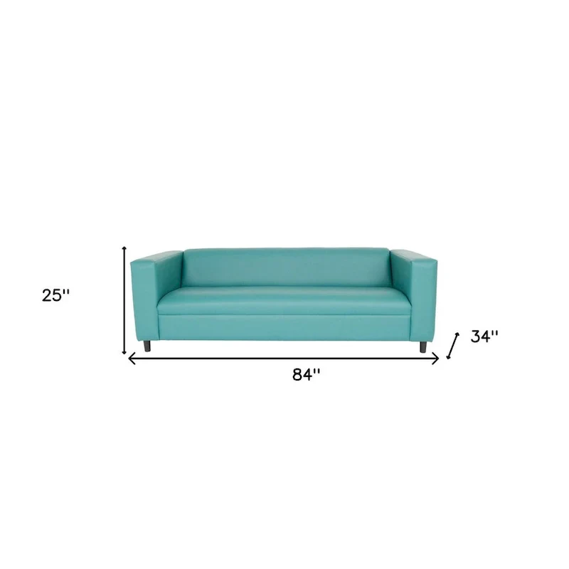 HomeRoots 84 Blue Faux Leather Sofa With Black Legs - 84