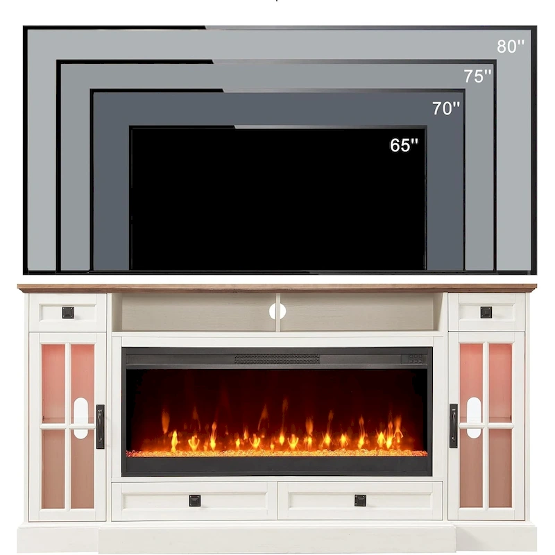 70 Farmhouse Fireplace TV Stand, Entertainment Center, Console Table