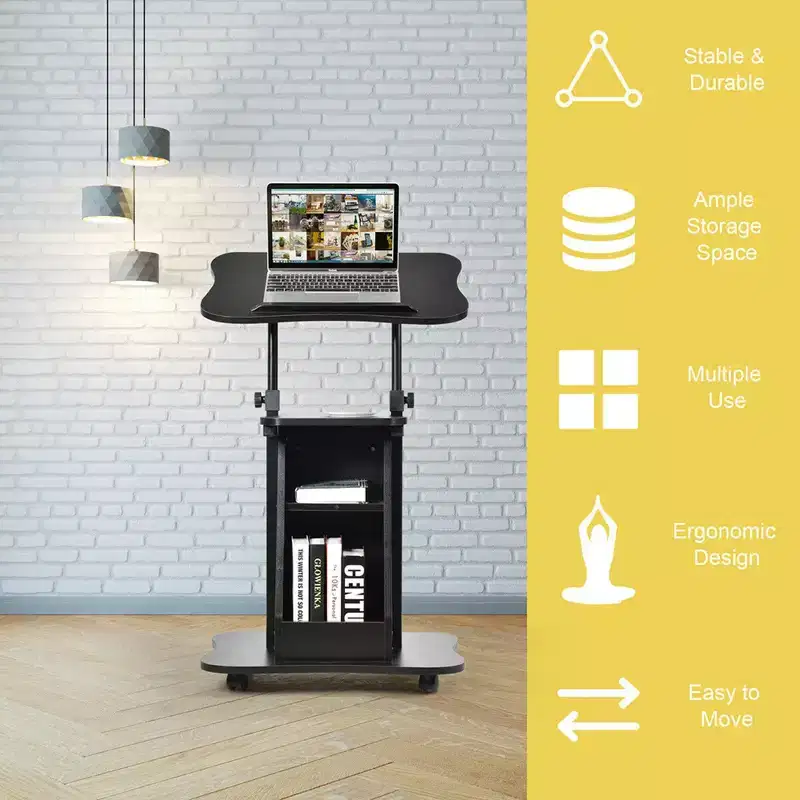 Costway Set of 2 Sit-to-Stand Laptop Desk Cart Rolling Mobile Height Adjustable