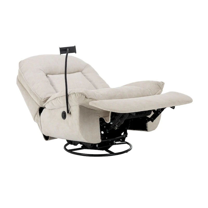 Clihome Adjustable Swivel Chenille Recliner with Phone Holder