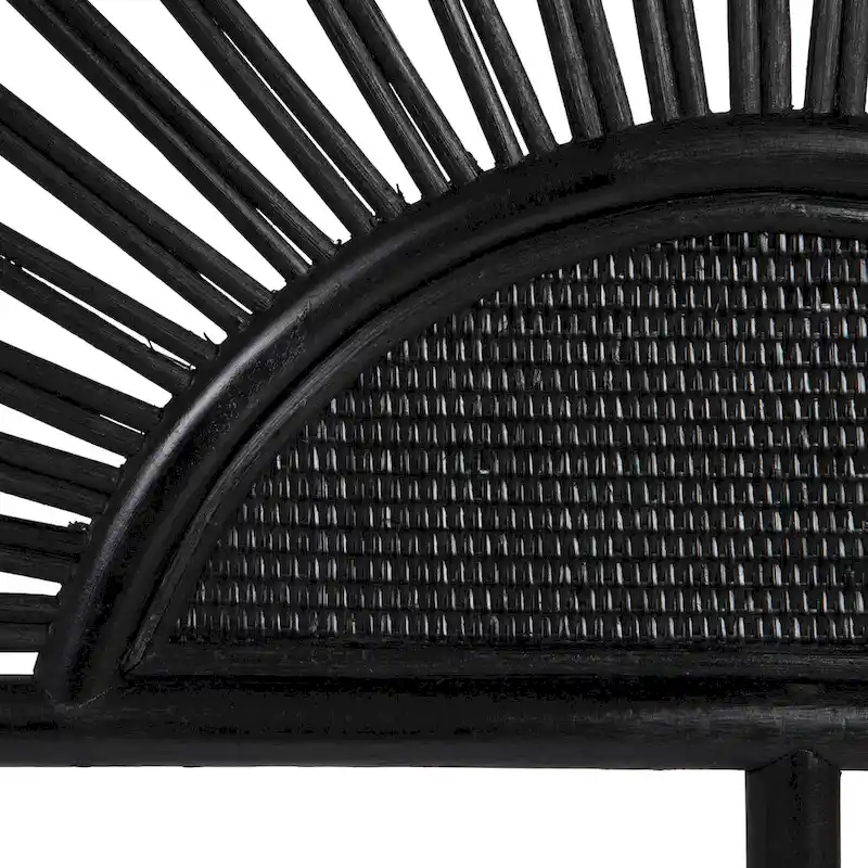Rattan and Reclaimed Wood Sunburst Headboard
