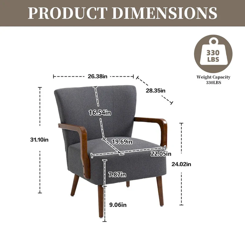 Modern chairs in the living room, wooden frame armchairs